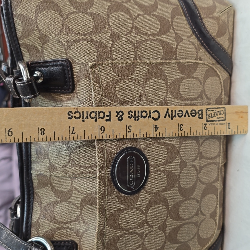 Coach Tan and Black Signature Leather Hand Bag - Picture 15 of 16